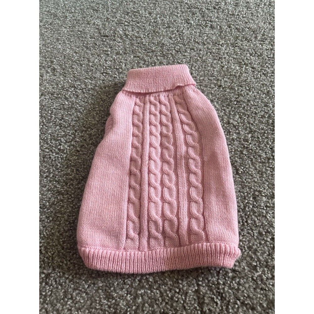 Pink Cable Knit Dog Sweater Turtleneck Pet Clothes Small Puppy Cat Knitwear